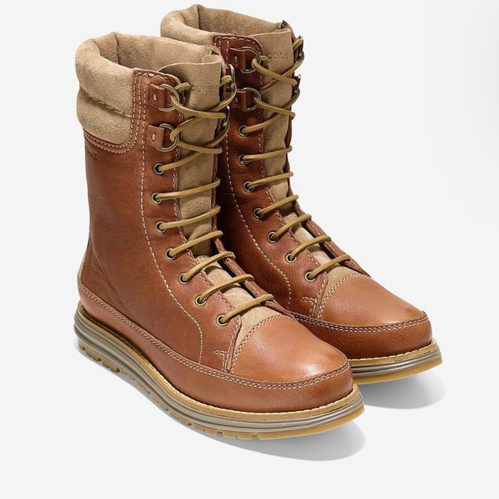 Cole Haan W05471 Waterproof Leather Lace Up boots Sz 9.5🍎🍁🏕️🌎